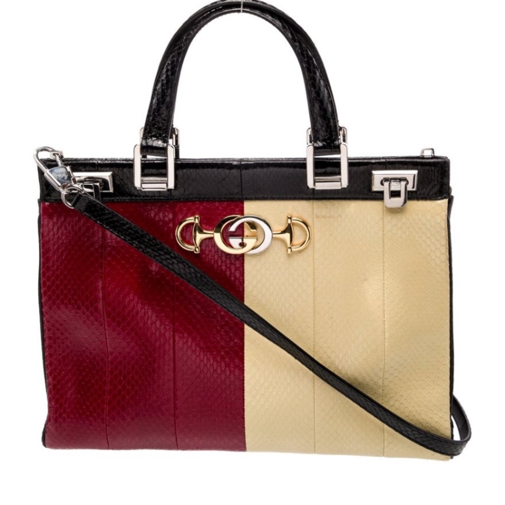 Gucci Python Colorblock Horsebit GG Zumi Shoulder Bag - Picture 7 of 9